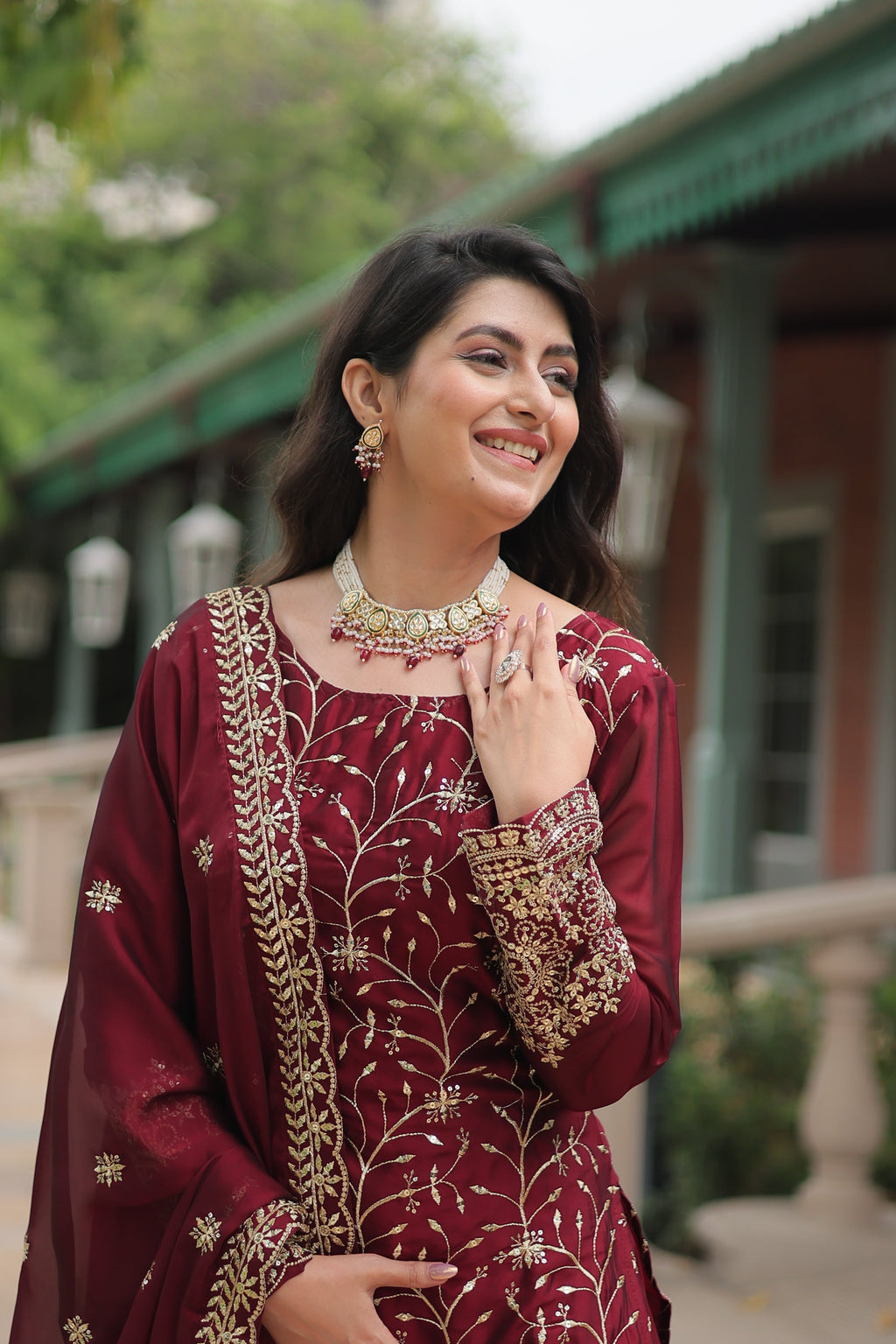 Teeya Creation Maroon Color rangoli Silk Heavy Sequence And Embroidery Work Fully Stitched Plazo Pair