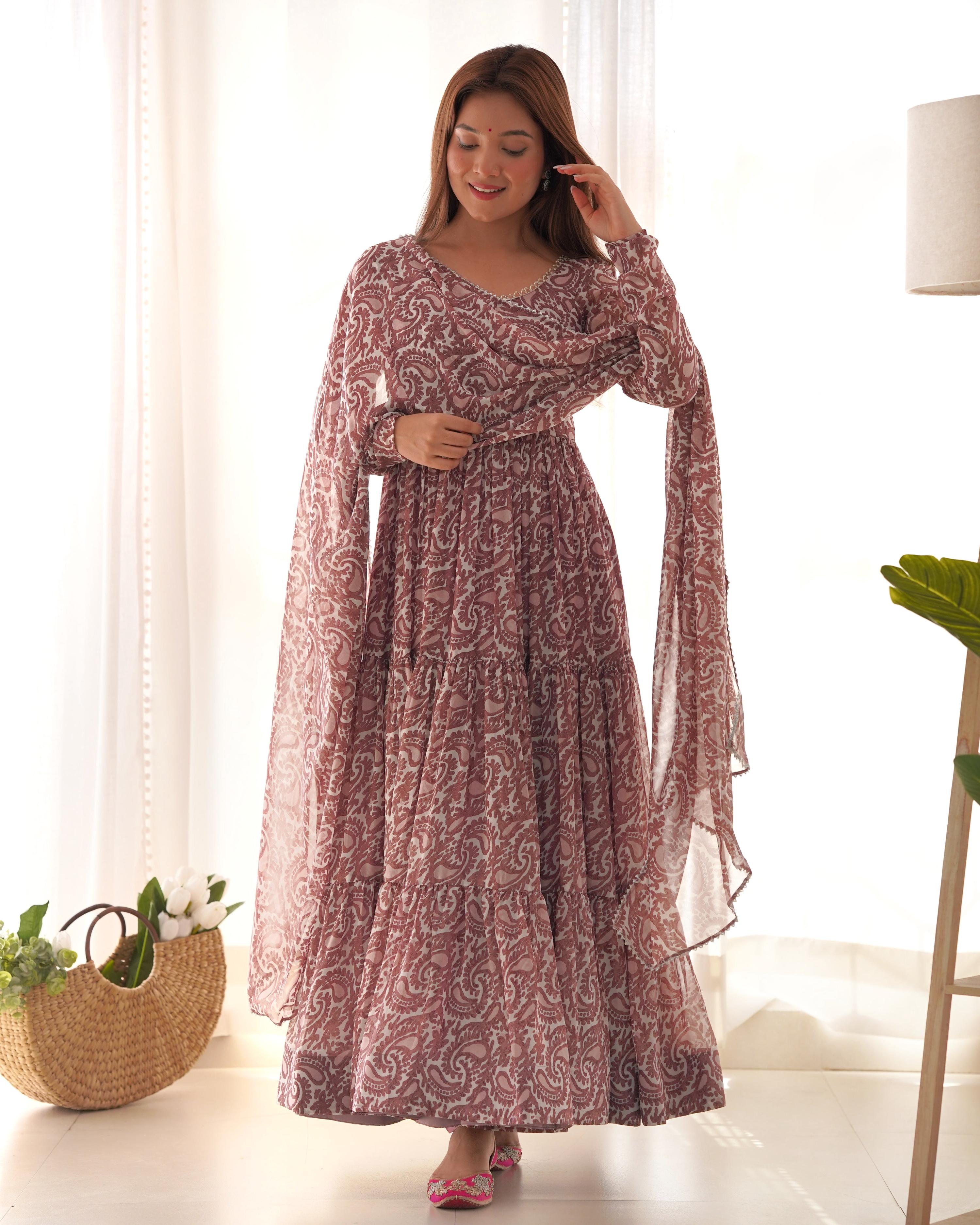 Teeya Creation Multi Color Faux Georgette Digital Printed Anarkali Style Fully Stitched Gown