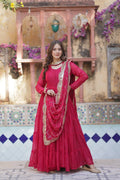 Teeya Creation Pink Color Star Georgette 15 Meter Flari Fully Stitched Gown