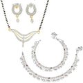 AanyaCentric Gold-Polished Mangalsutra Pendant Earring Set & Silver Plated Anklet