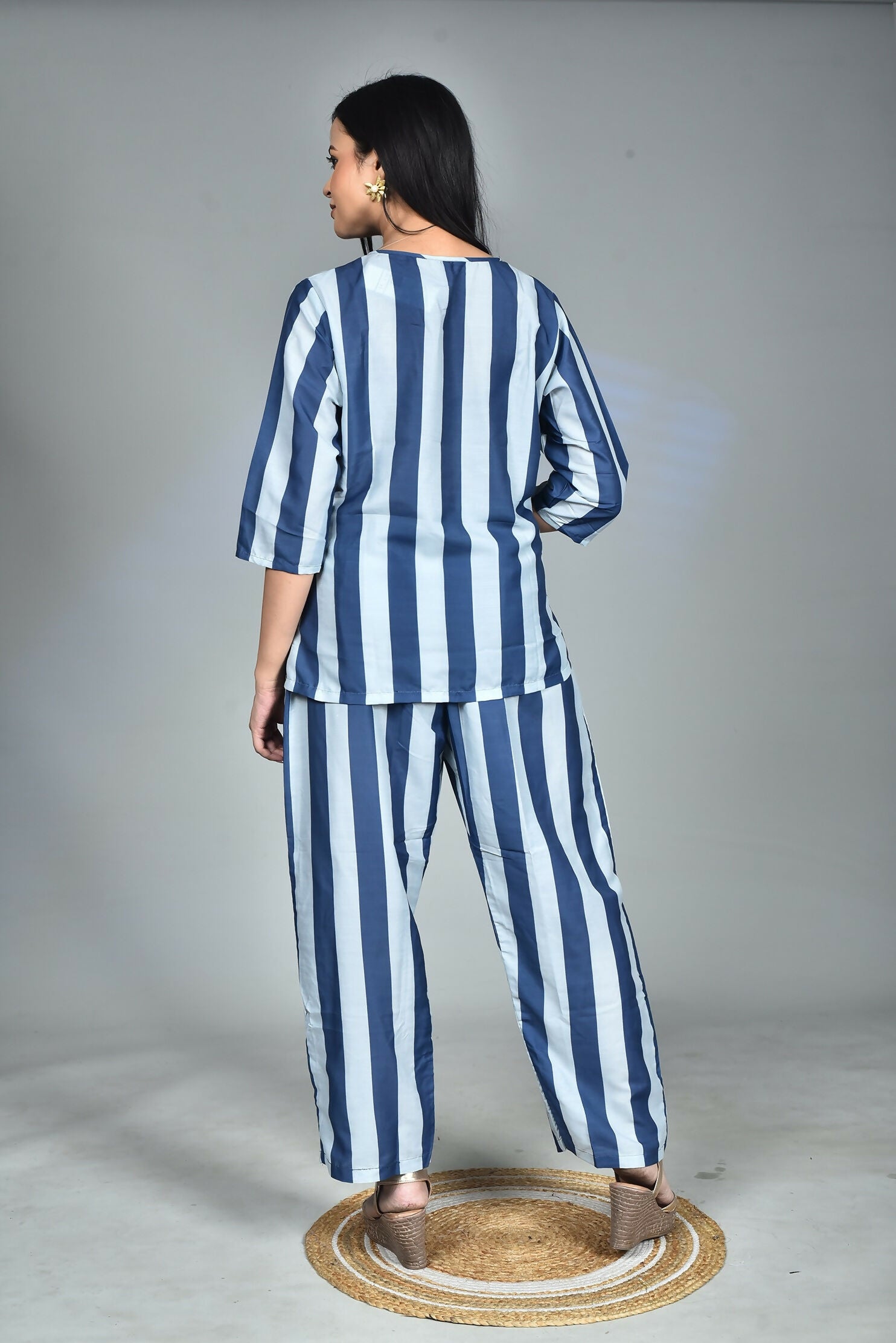 Morchari Digital Print Semi Muslin Co-Ord Set Top & Trouser-Multicolor