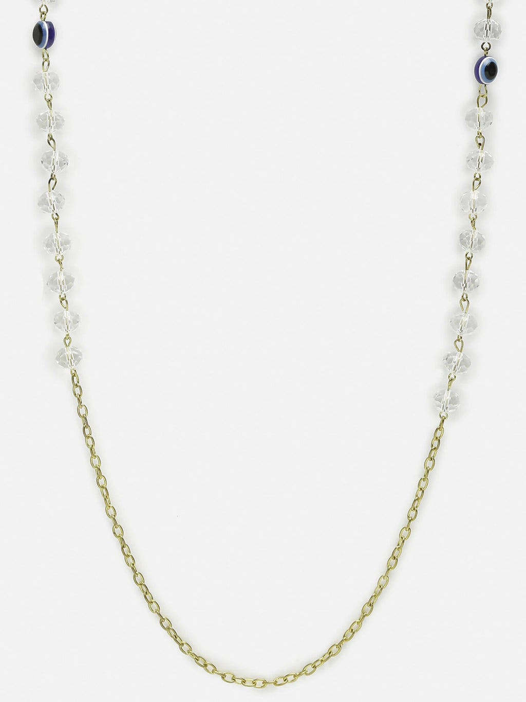 Unisex Gold-Toned Blue Evil Eye Beaded Mask Chain - Ruby Raang