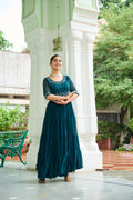 Prazu Fashion Rama Georgette Beads Embroidery-Work Designer Gown