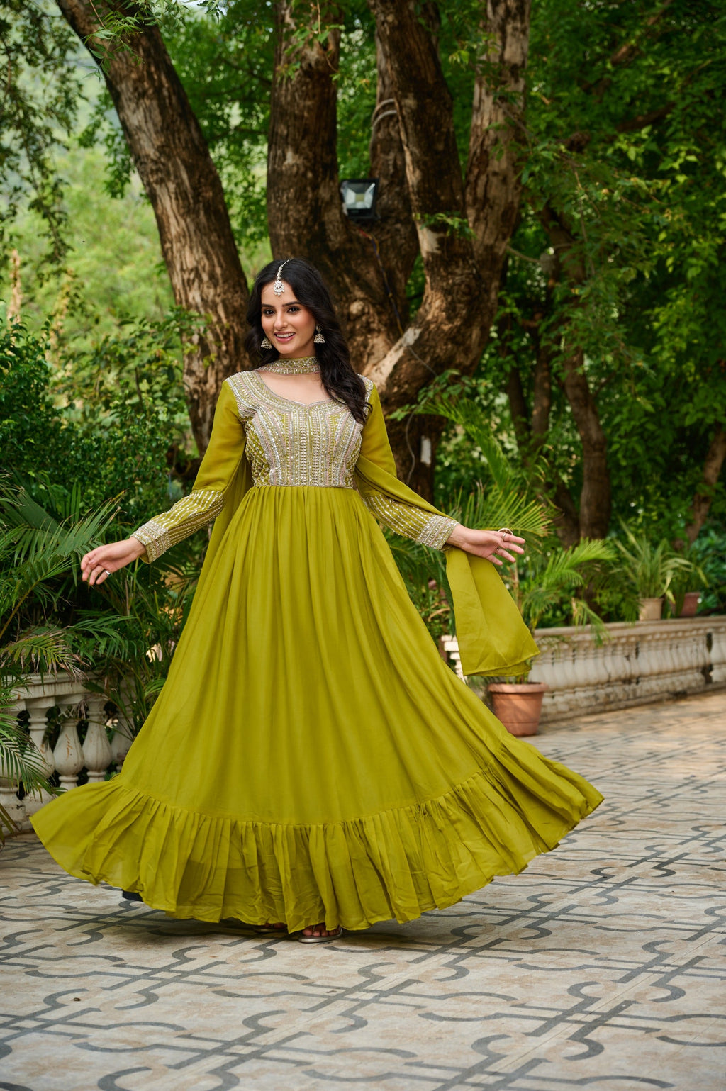 Prazu Fashion Parrot Georgette With Embroidery Beads Sequins Work Gown