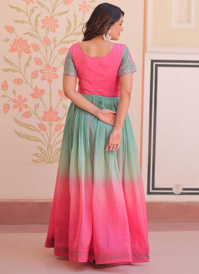 Prazu Fashion Multi Color Georgette Embroidered Gown