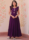 Prazu Fashion Purple Georgette Embroidered Designer Gown