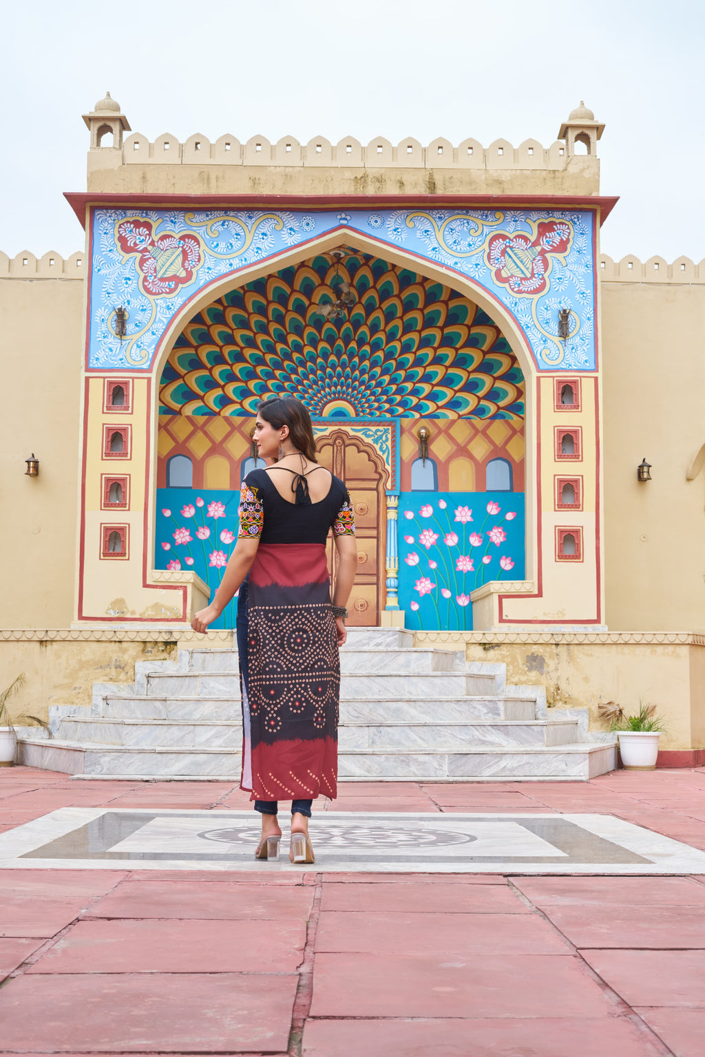 Prazu Fashion Black Rayon Printed With Kutchi Gamthi Work Navaratri Kurti