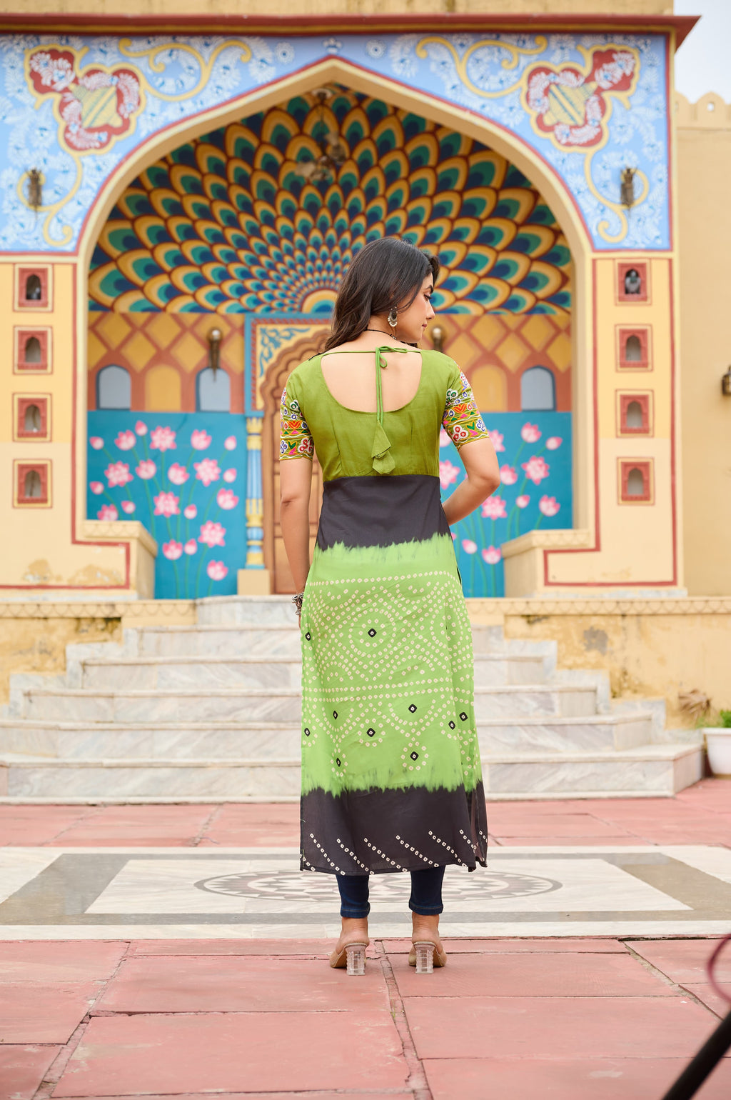 Prazu Fashion Light Green Rayon Printed With Kutchi Gamthi Work Navaratri Kurti