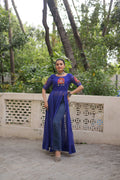 Prazu Fashion Blue Georgette Bandhani Print With Kutchi Patch work Navaratri Kurti