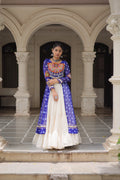 Prazu Fashion Blue Georgette Bandhani Print With Kutchi Patchwork Navratri Lehenga Kurti