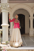 Prazu Fashion Pink Georgette Bandhani Print With Kutchi Gamthi Navratri Lehenga