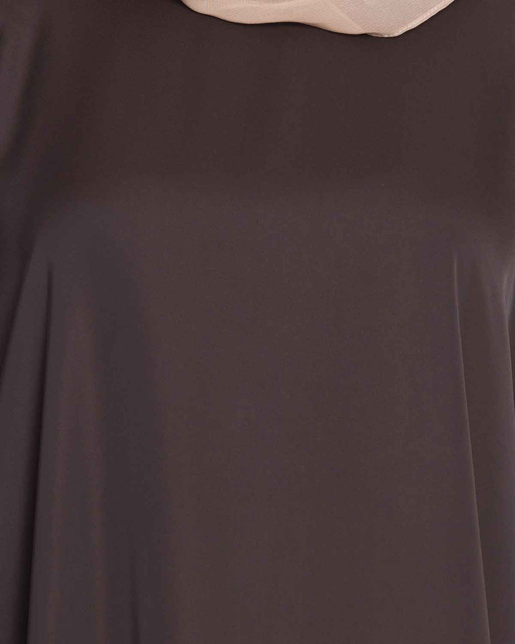 Bashariya Elegant Kaftan Abaya In Free Size With Contrast Detailings-Brown Rust
