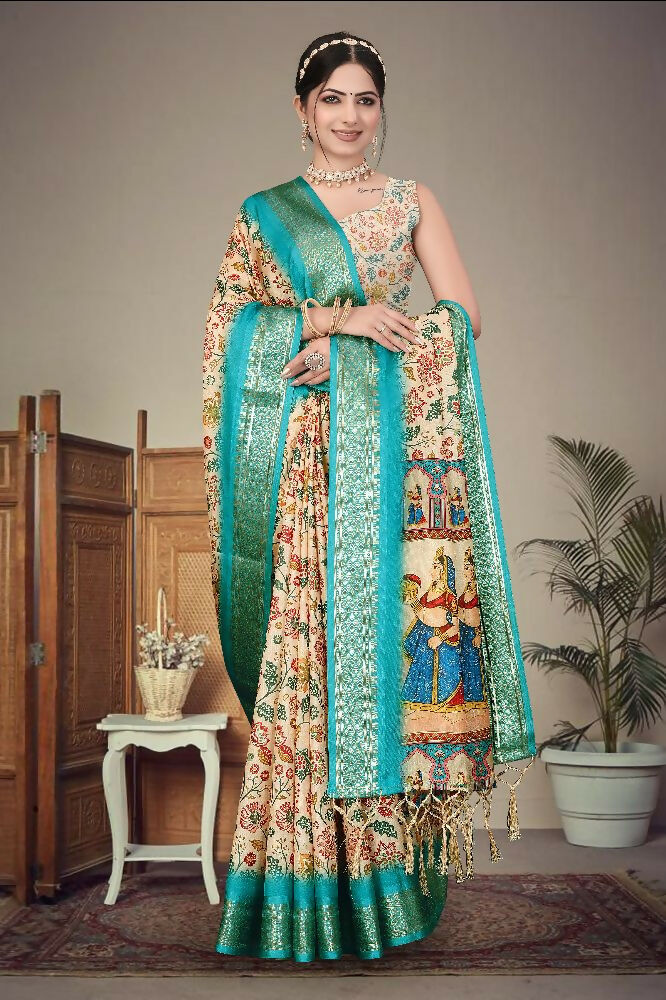 PR Fashion Multi Heavy Rich Cotton Silk Digital Print & Jacquard Saree