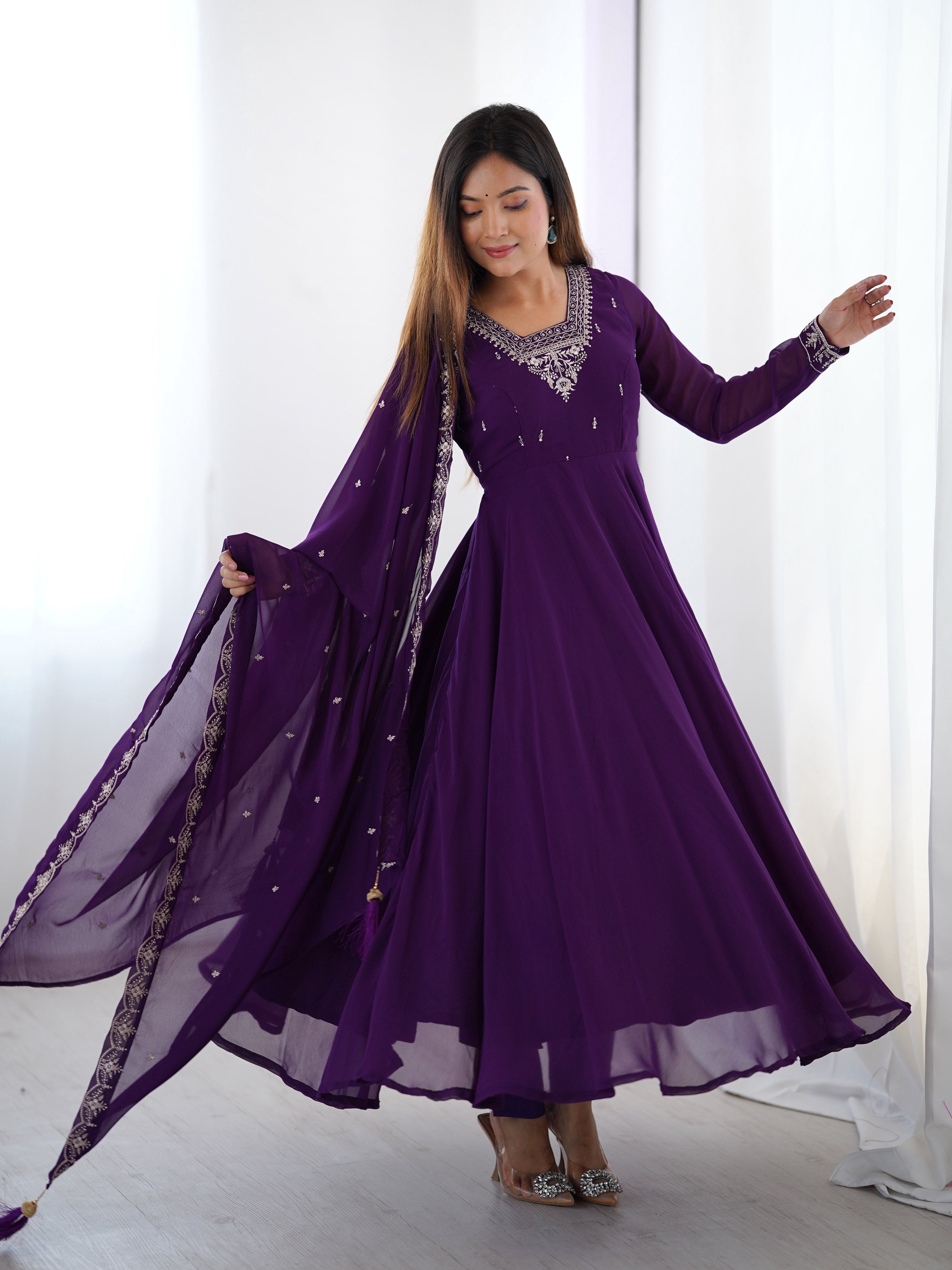 Lehenga Mart Designer Anarkali Suit for Women or Girls - Purple
