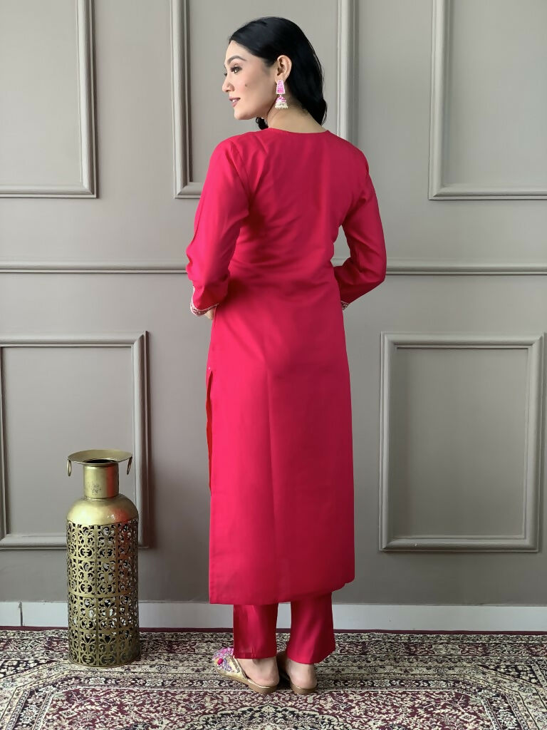 Rani Viscose chanderi Stitched Suit With Dupatta - Tanisha