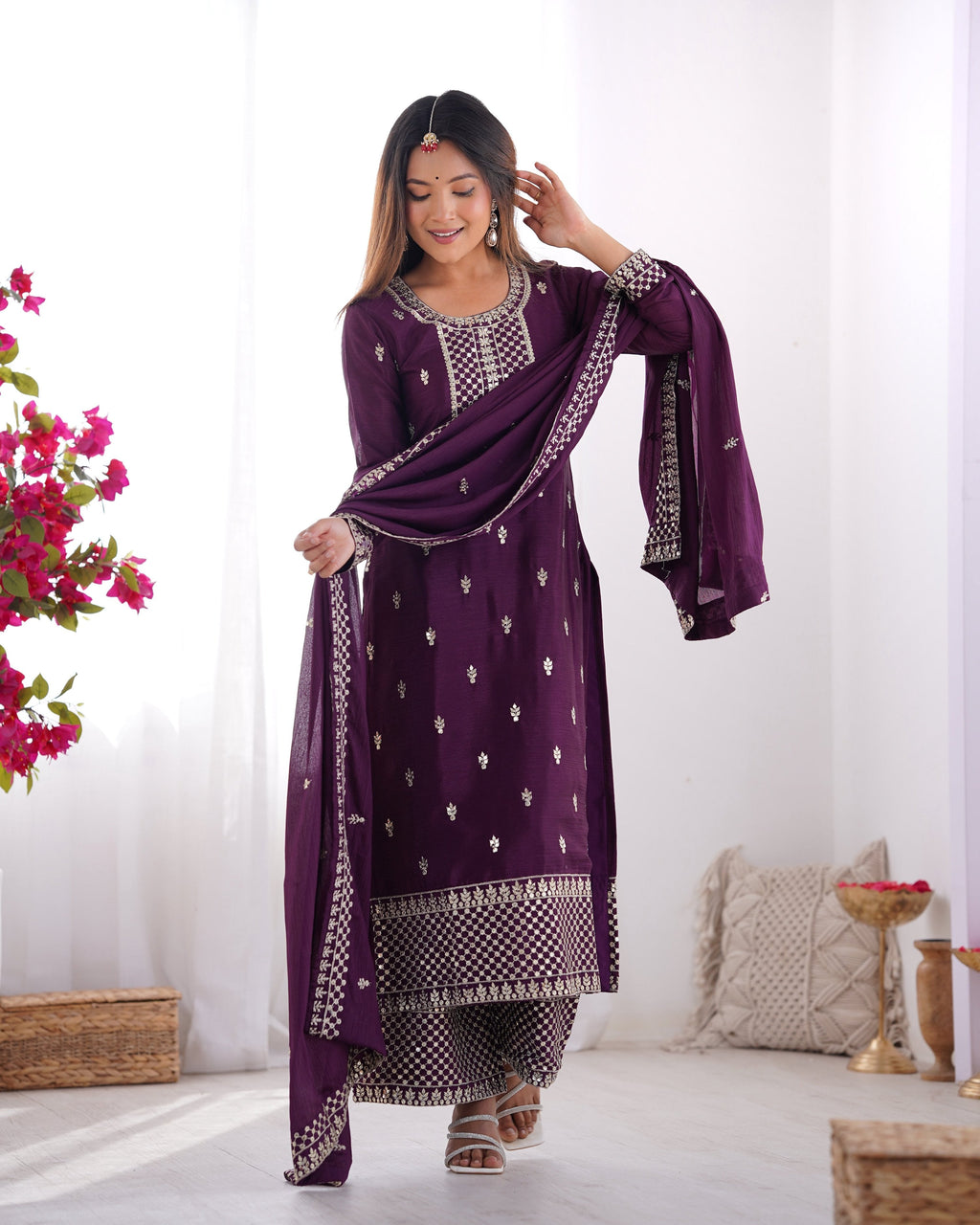 Lehenga Mart Designer Salwar Suit With Dupatta - Wine