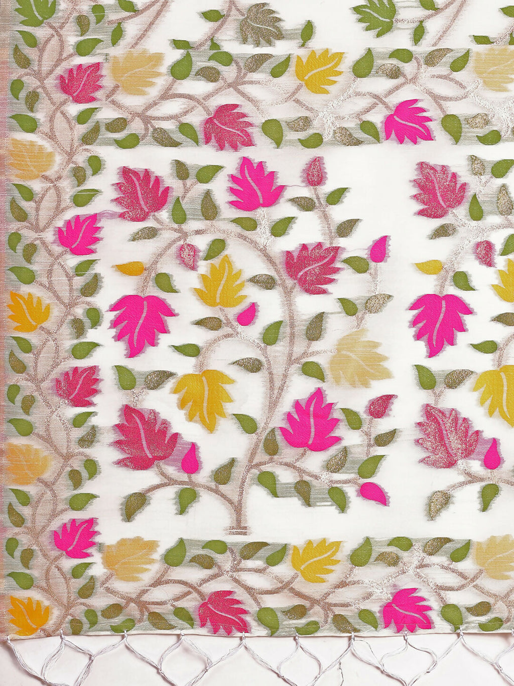Shree Shyam Fashion Linen Cotton White Saree