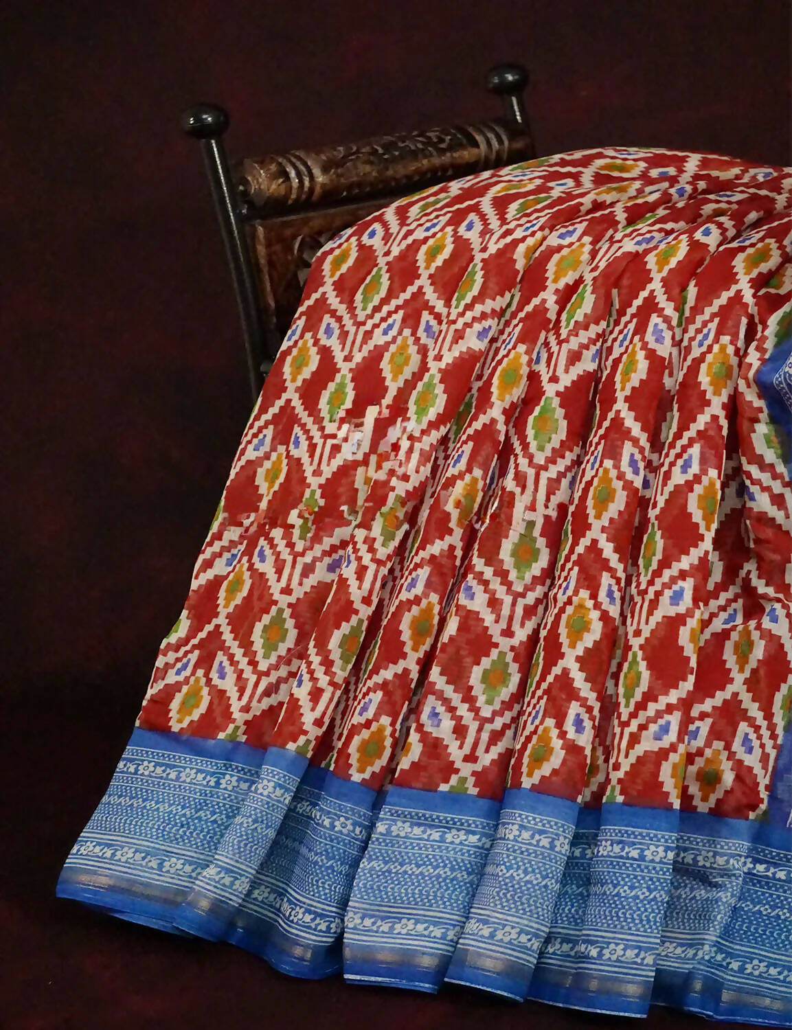 Maroon Colored Patola Print Semi Chanderi saree By Gayathri Reddy Designer Studio