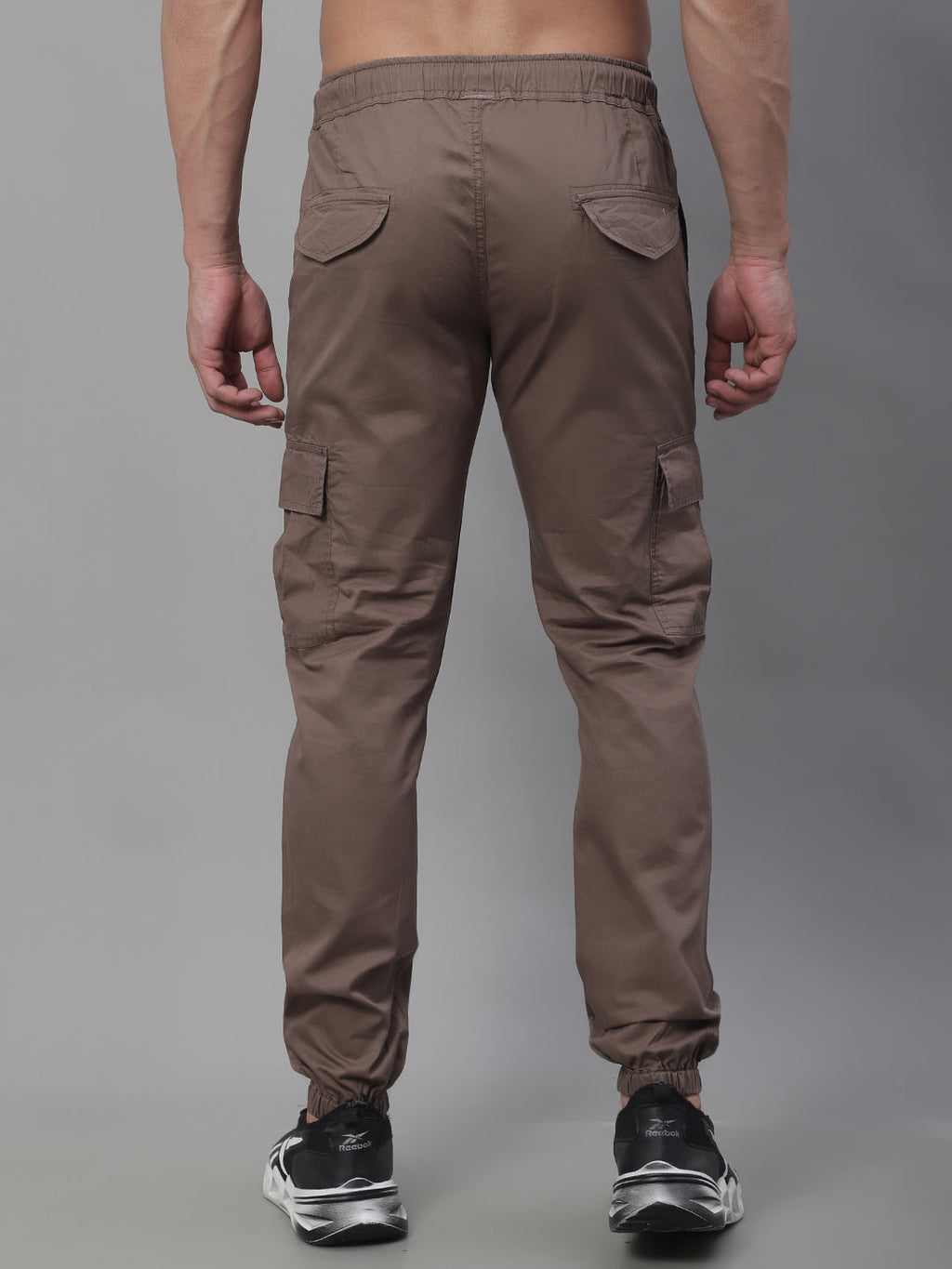 Jainish Men's Casual Cotton Solid Cargo Pants - Brown