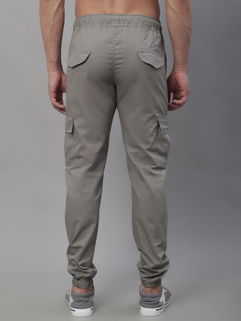 Jainish Men's Casual Cotton Solid Cargo Pants - Light-Grey