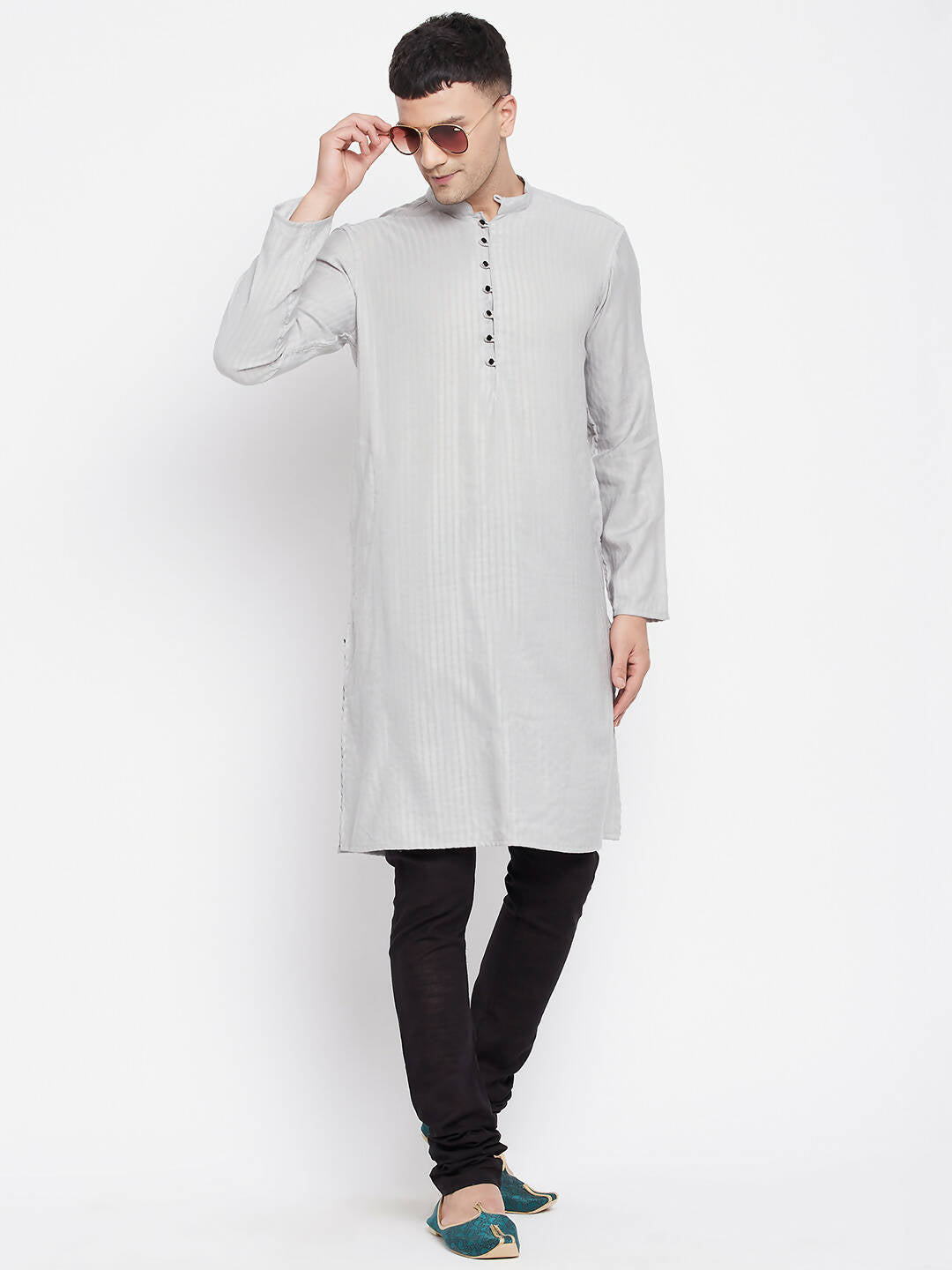 Even Apparels Beige Rayon Men's Kurta With Band Collar