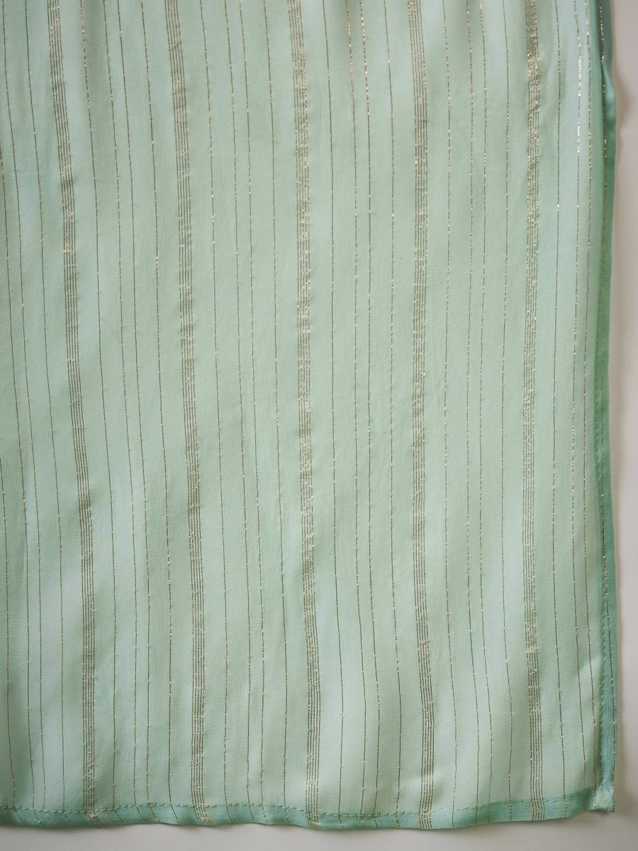 Aqua Blue Georgette Handwork Unstitched Dress Material - Hanika