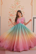 Vastranavya Lavender Gold Crush Padding With Beads Embroidered Work Gown