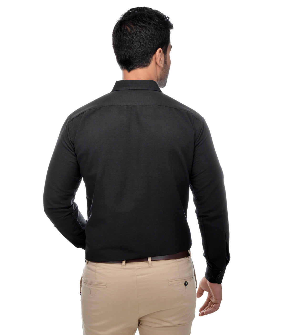 RIAG Black Men's Full Sleeves Solid Shirt