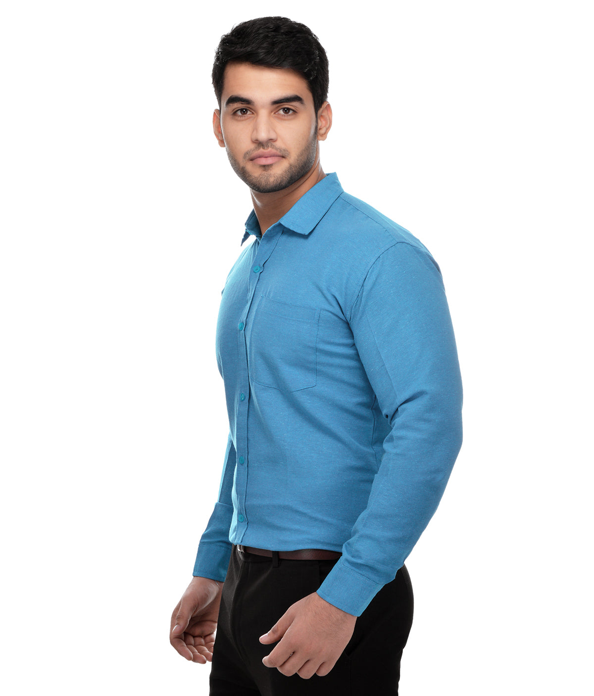 RIAG Blue Men's Full Sleeves Solid Shirt