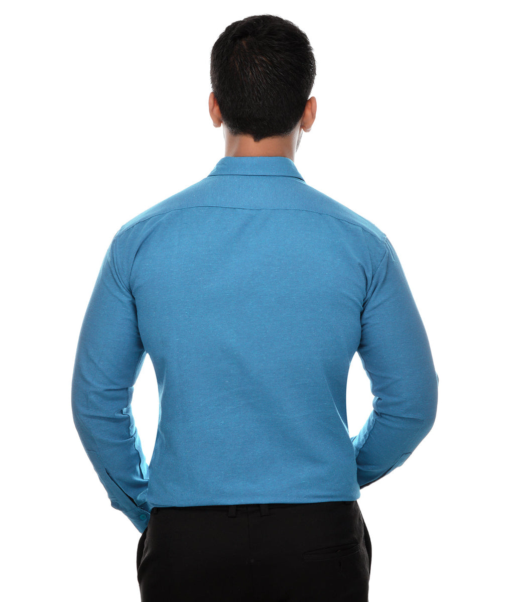 RIAG Blue Men's Full Sleeves Solid Shirt