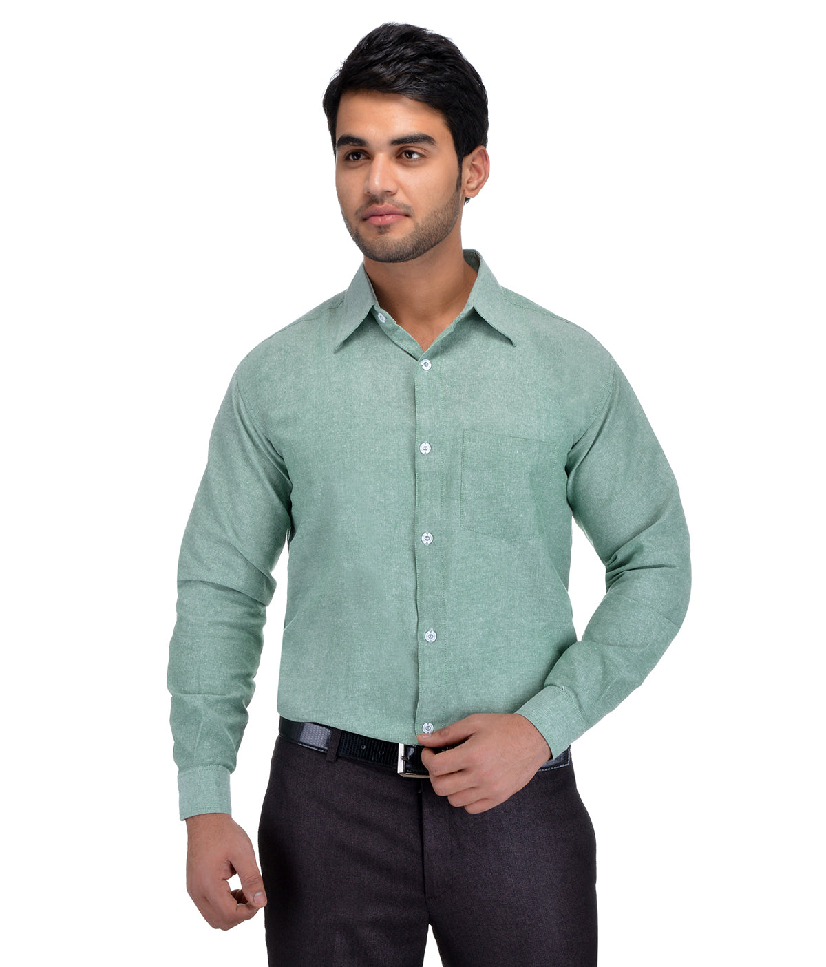RIAG Green Men's Full Sleeves Solid Shirt
