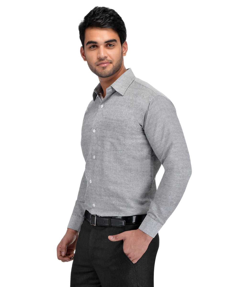 RIAG Grey Men's Full Sleeves Solid Shirt