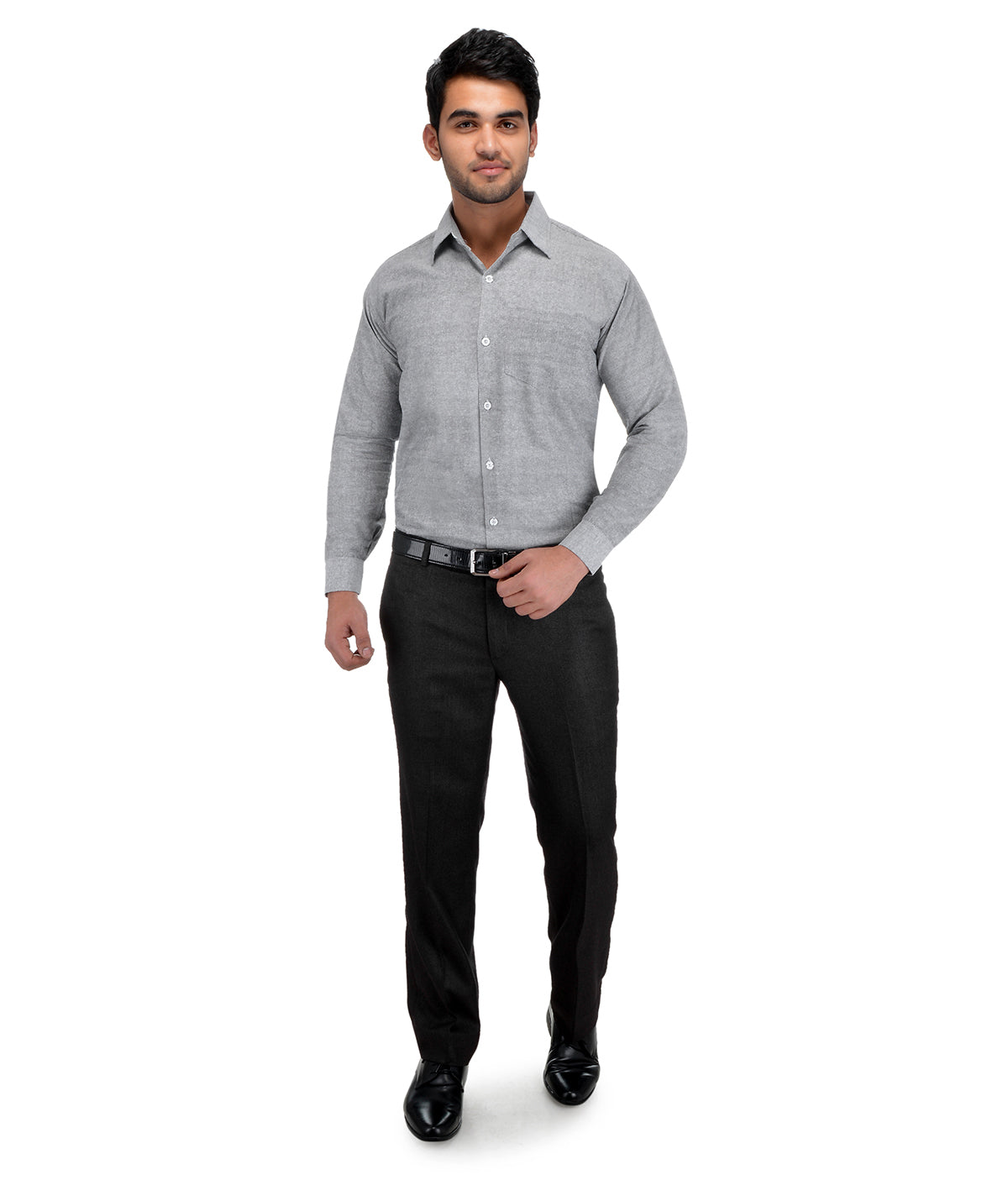 RIAG Grey Men's Full Sleeves Solid Shirt