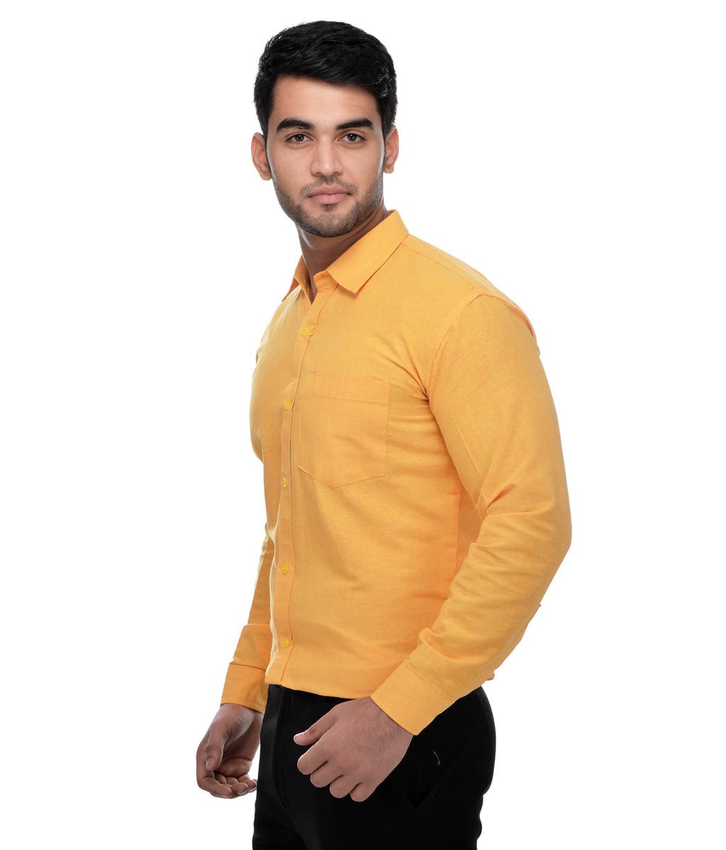 RIAG Yellow Men's Full Sleeves Solid Shirt