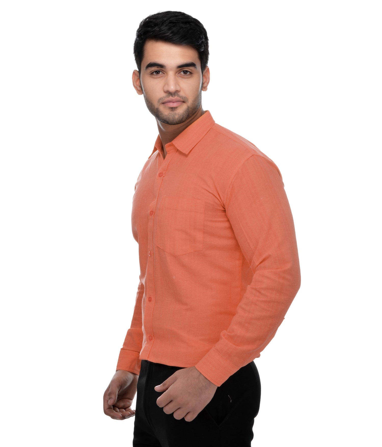 RIAG Orange Men's Full Sleeves Solid Shirt