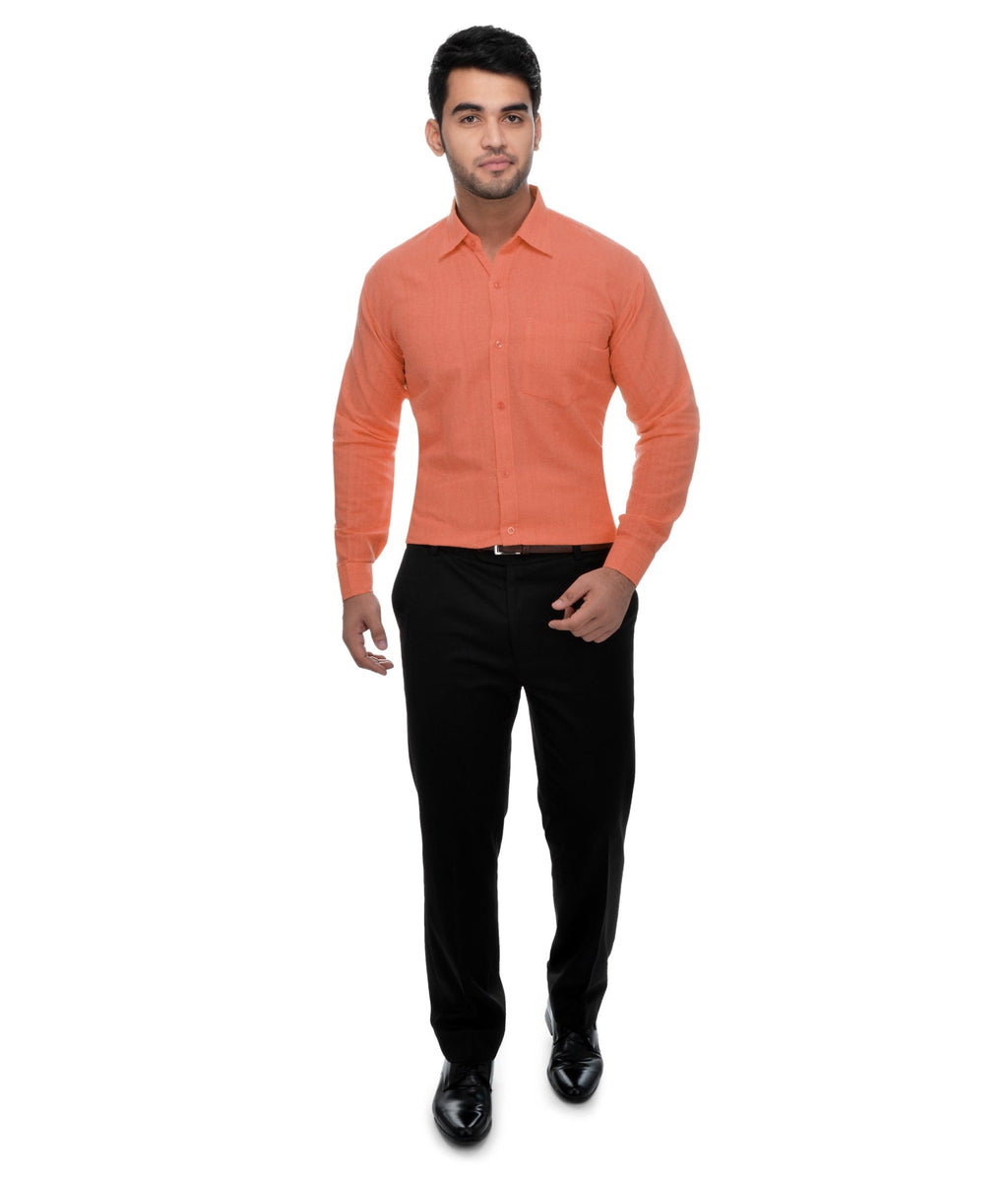 RIAG Orange Men's Full Sleeves Solid Shirt
