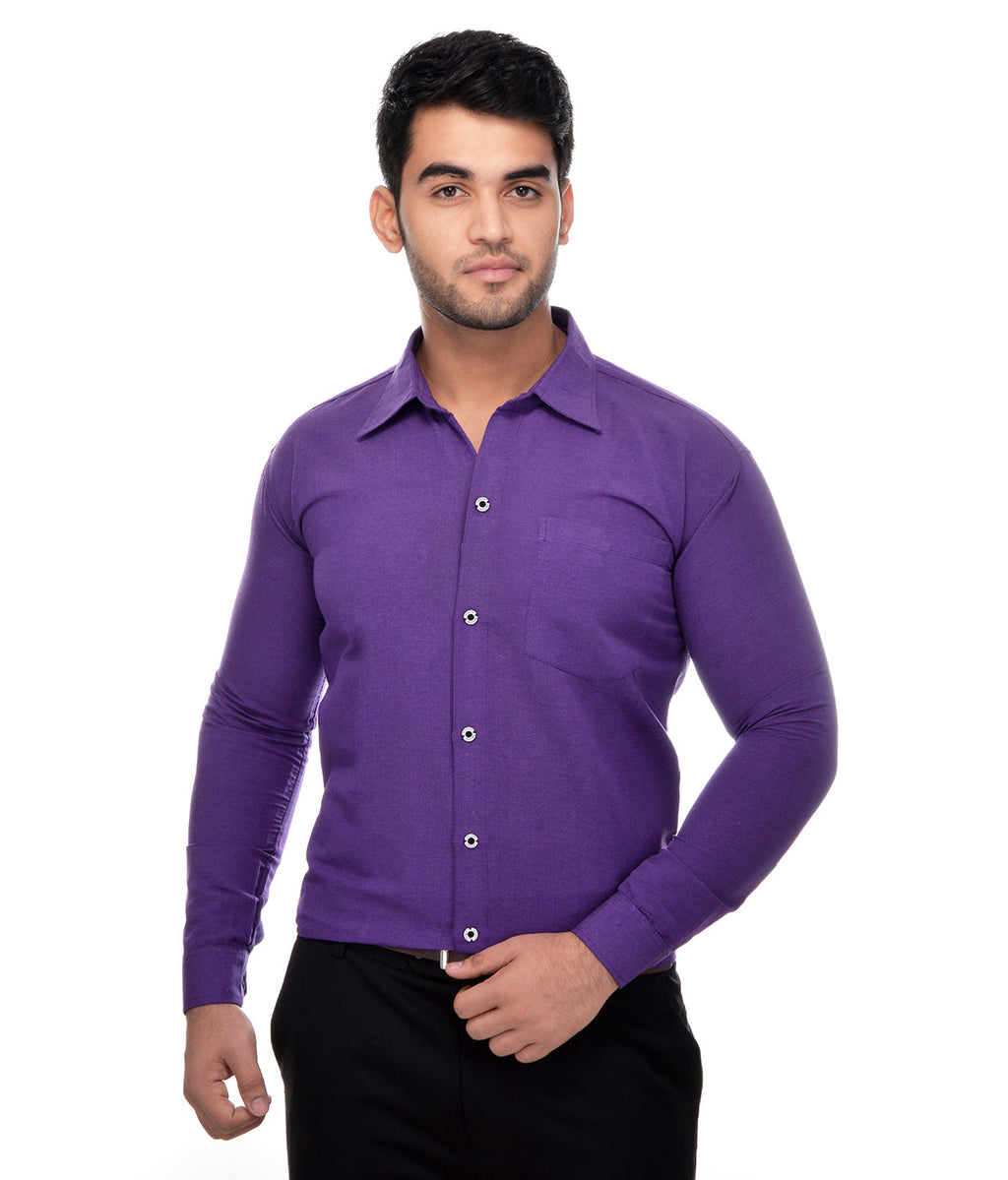 RIAG Purple Men's Full Sleeves Solid Shirt