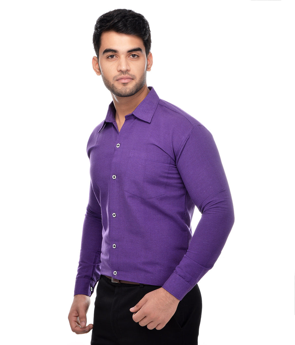 RIAG Purple Men's Full Sleeves Solid Shirt