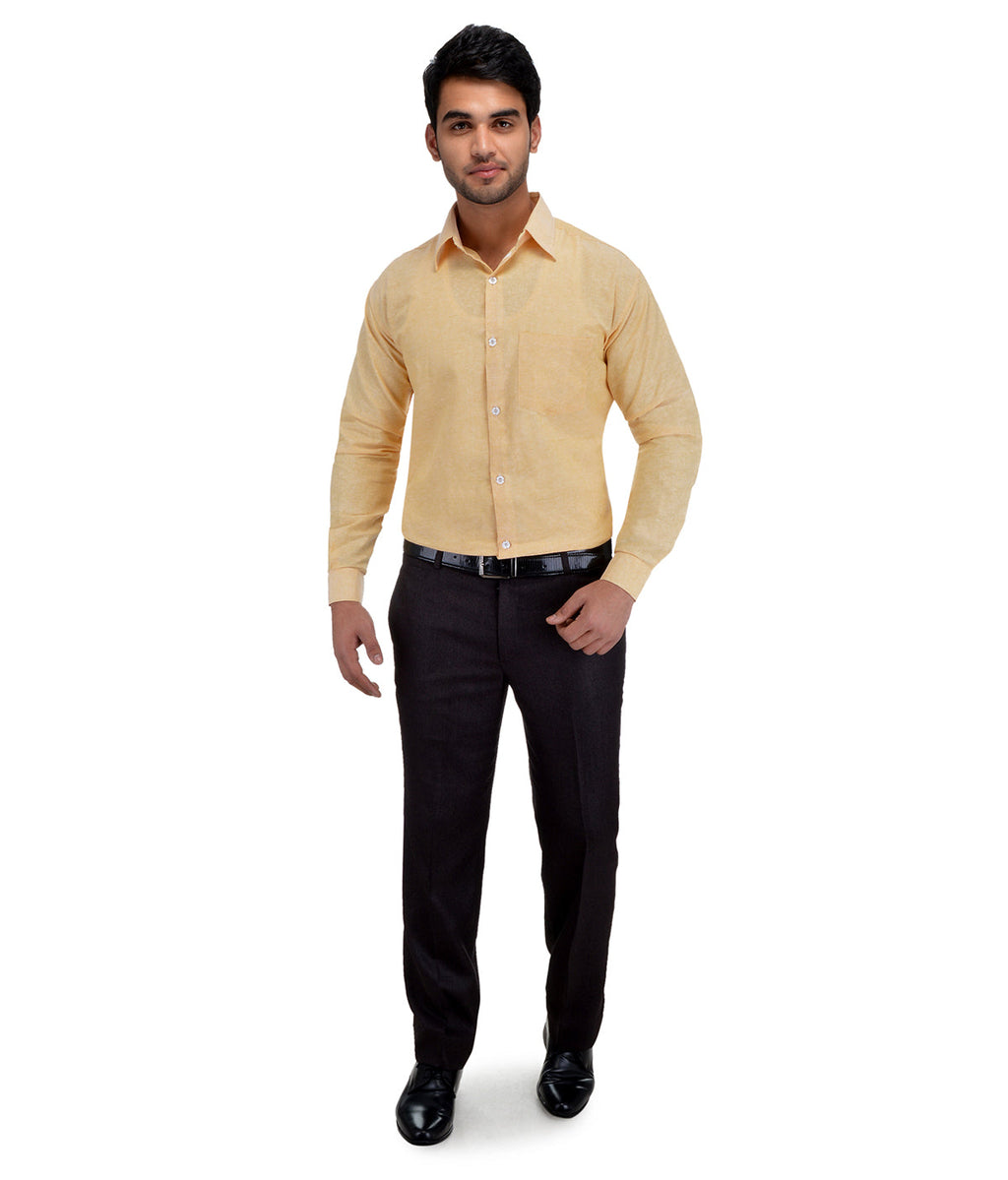 RIAG Beige Men's Full Sleeves Solid Shirt