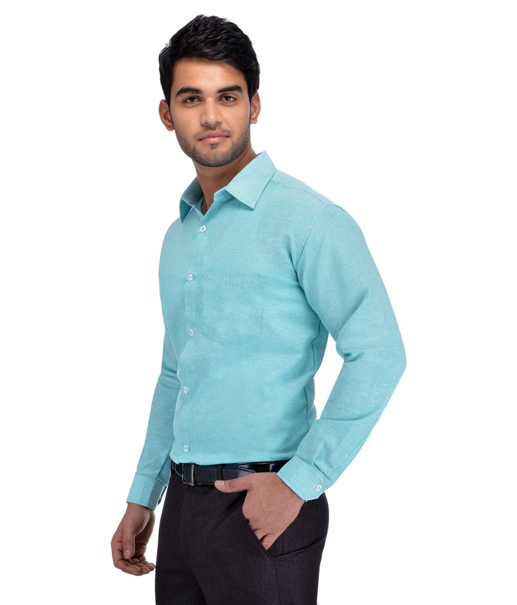 RIAG Light Blue Men's Full Sleeves Solid Shirt