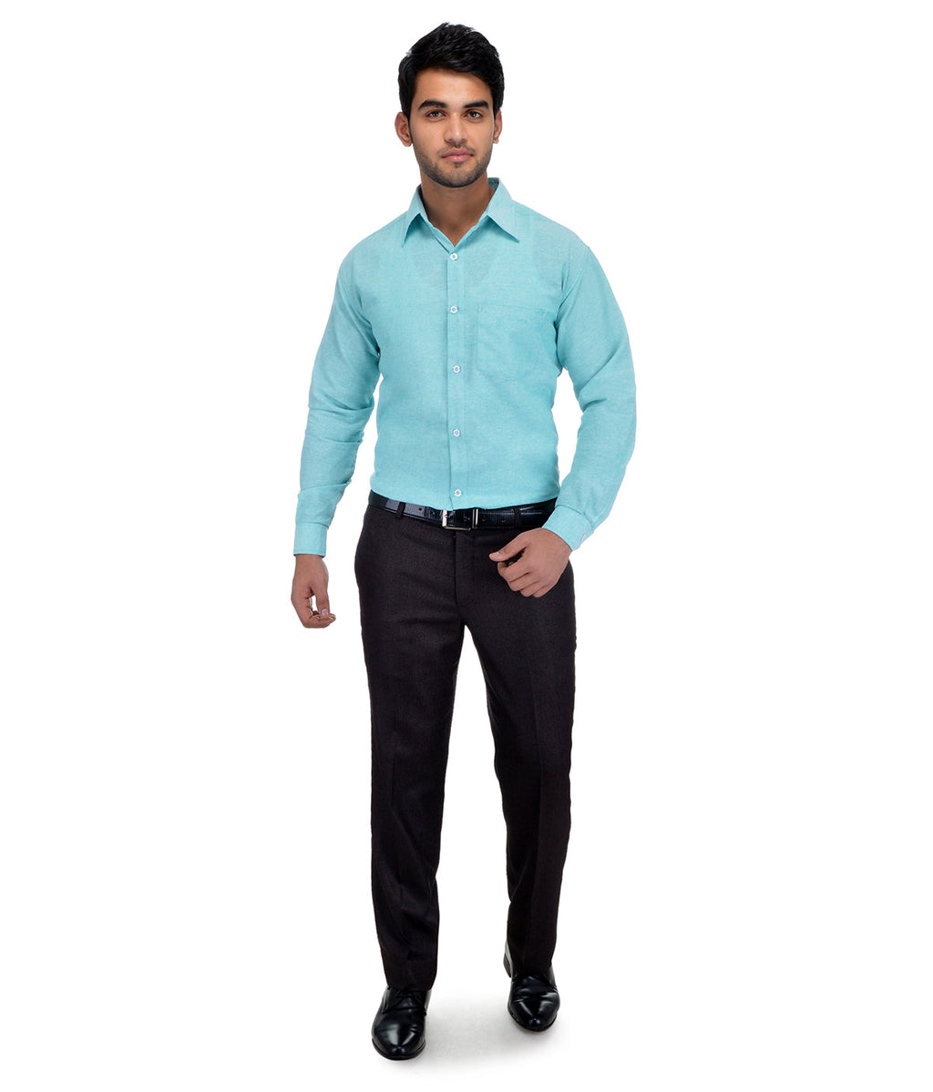 RIAG Light Blue Men's Full Sleeves Solid Shirt