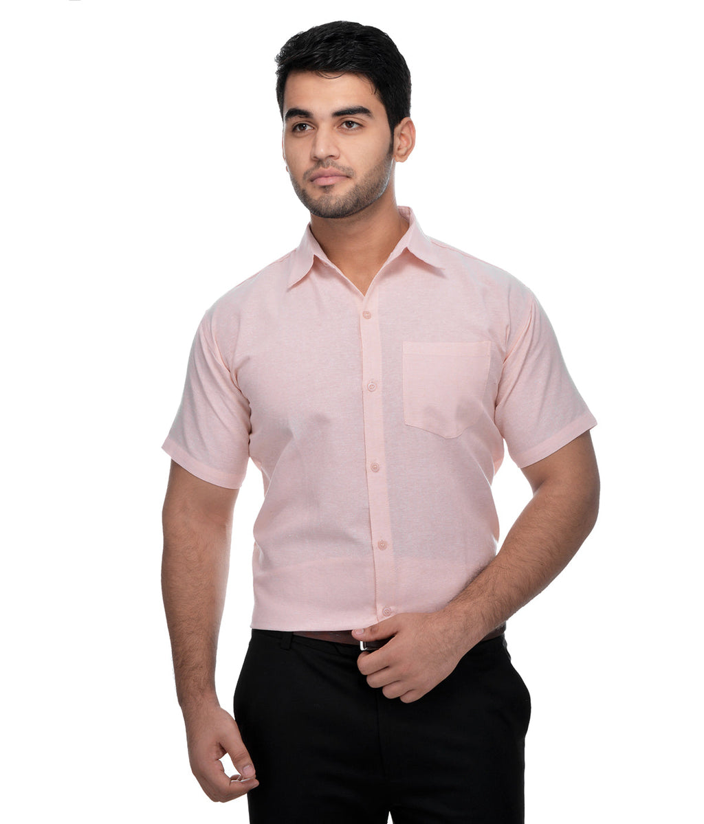 RIAG Beige Men's Half Sleeves Solid Shirt