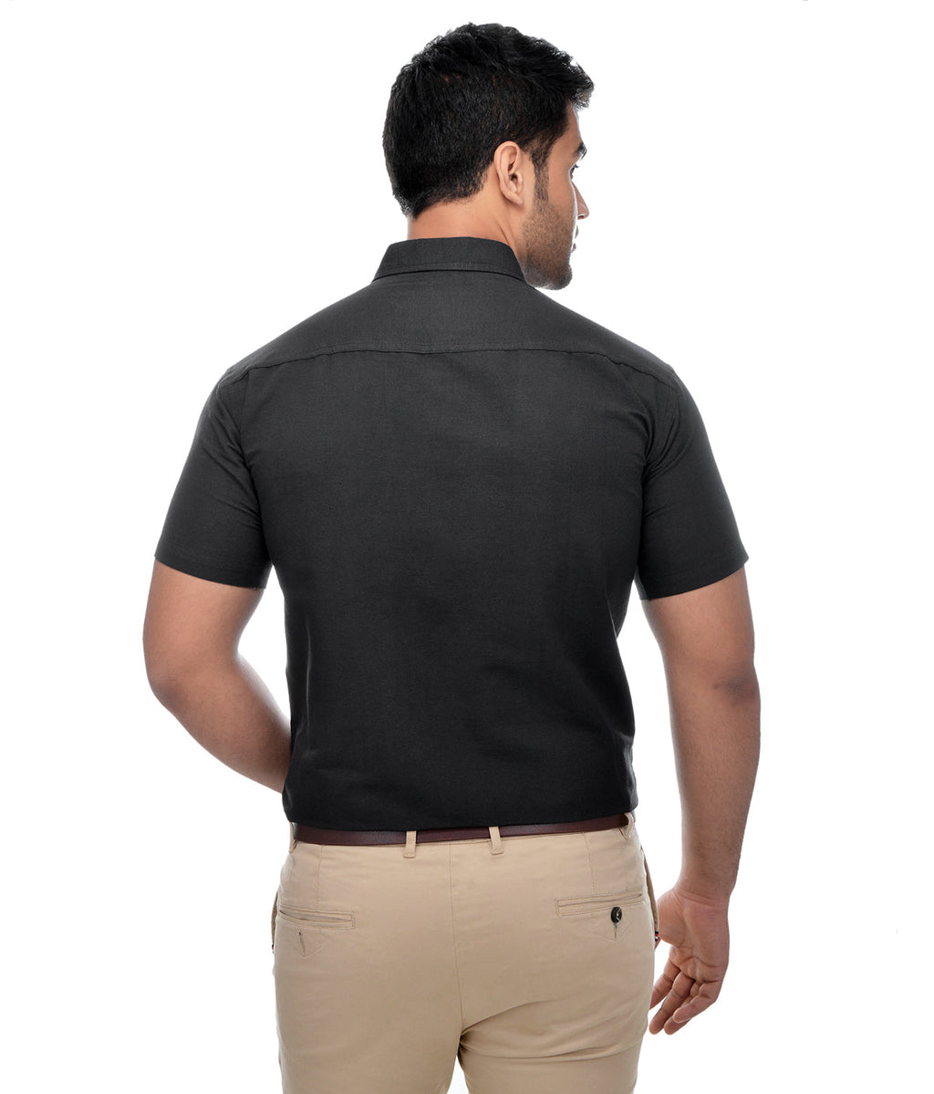 RIAG Black Men's Half Sleeves Solid Shirt