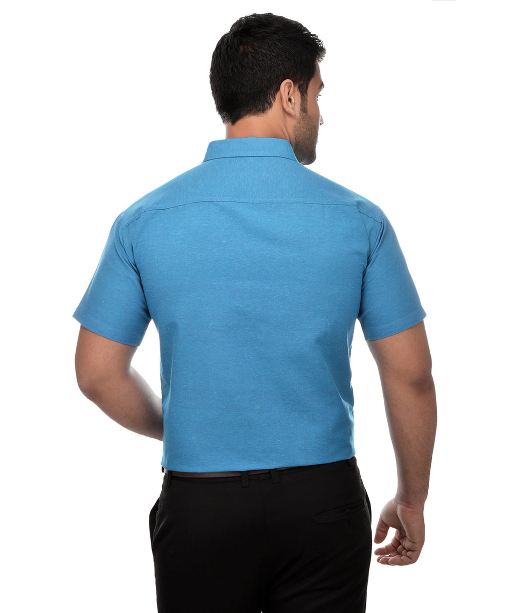 RIAG Blue Men's Half Sleeves Solid Shirt