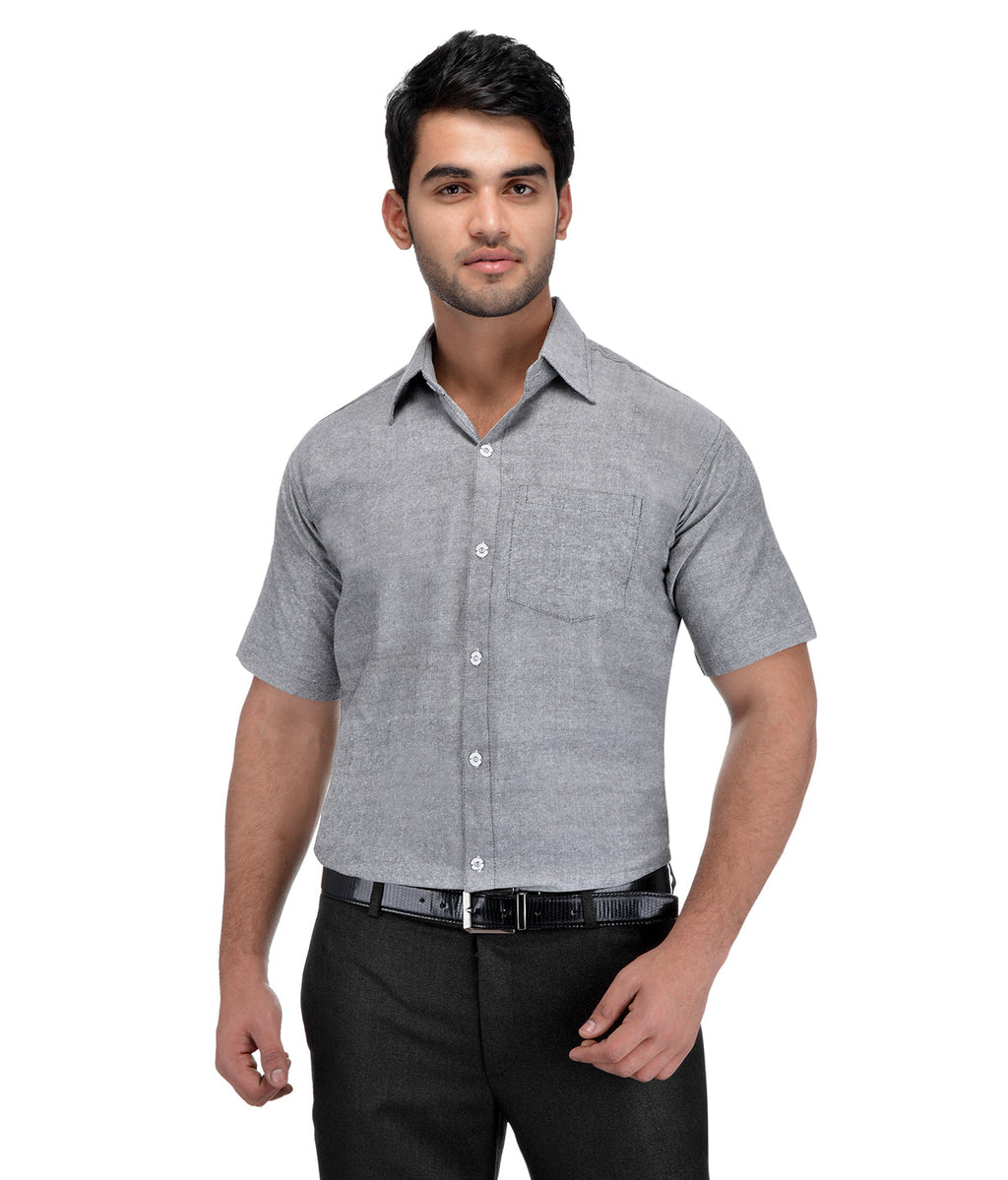 RIAG Grey Men's Half Sleeves Solid Shirt