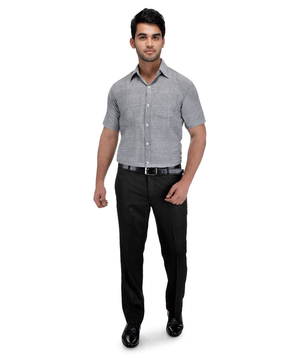 RIAG Grey Men's Half Sleeves Solid Shirt