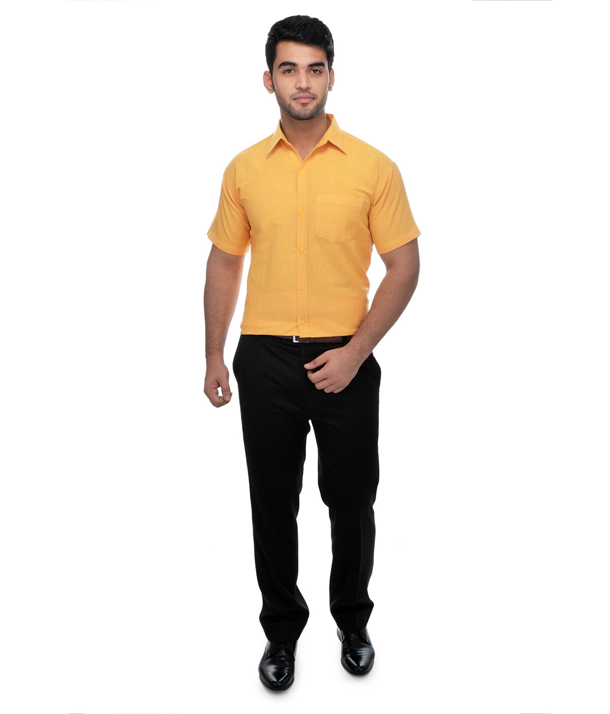 RIAG Yellow Men's Half Sleeves Solid Shirt