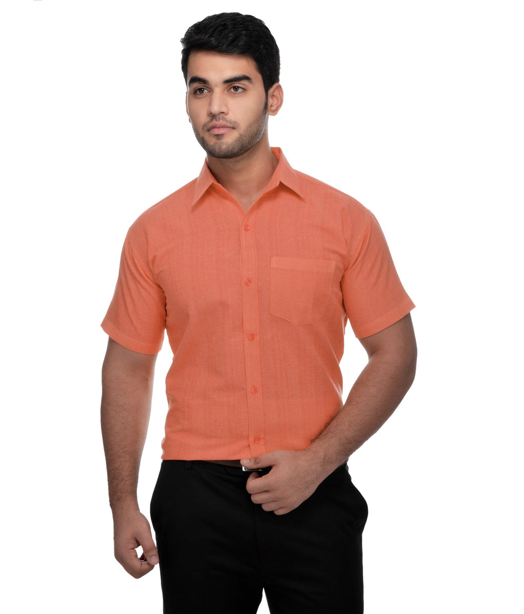 RIAG Orange Men's Half Sleeves Solid Shirt