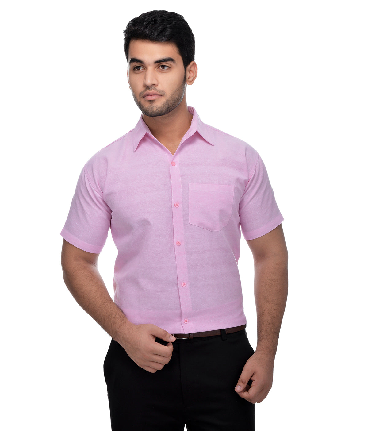RIAG Pink Men's Half Sleeves Solid Shirt