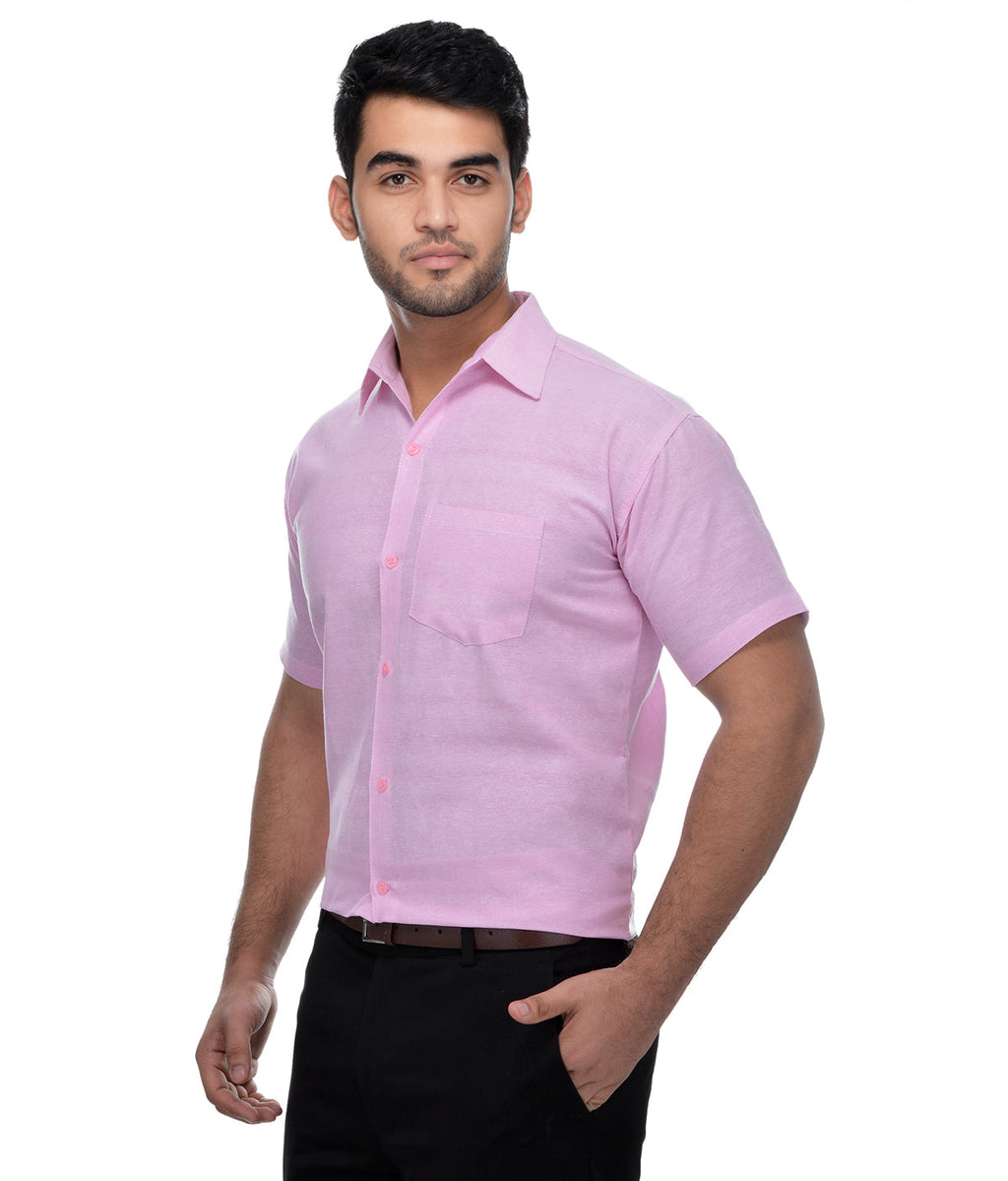 RIAG Pink Men's Half Sleeves Solid Shirt